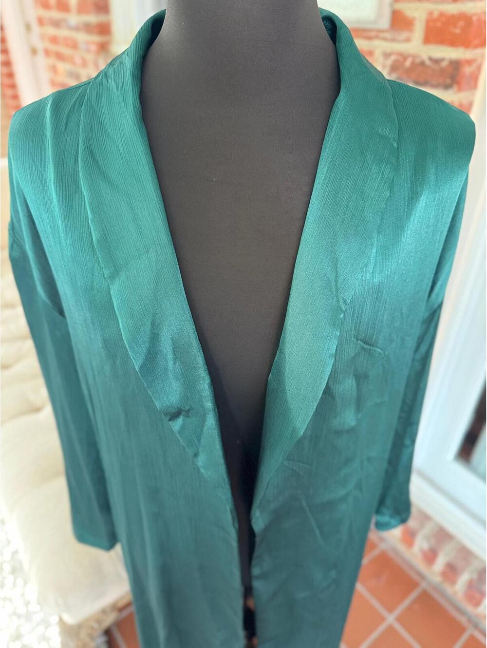 Eloquii Green Fringe Kimono